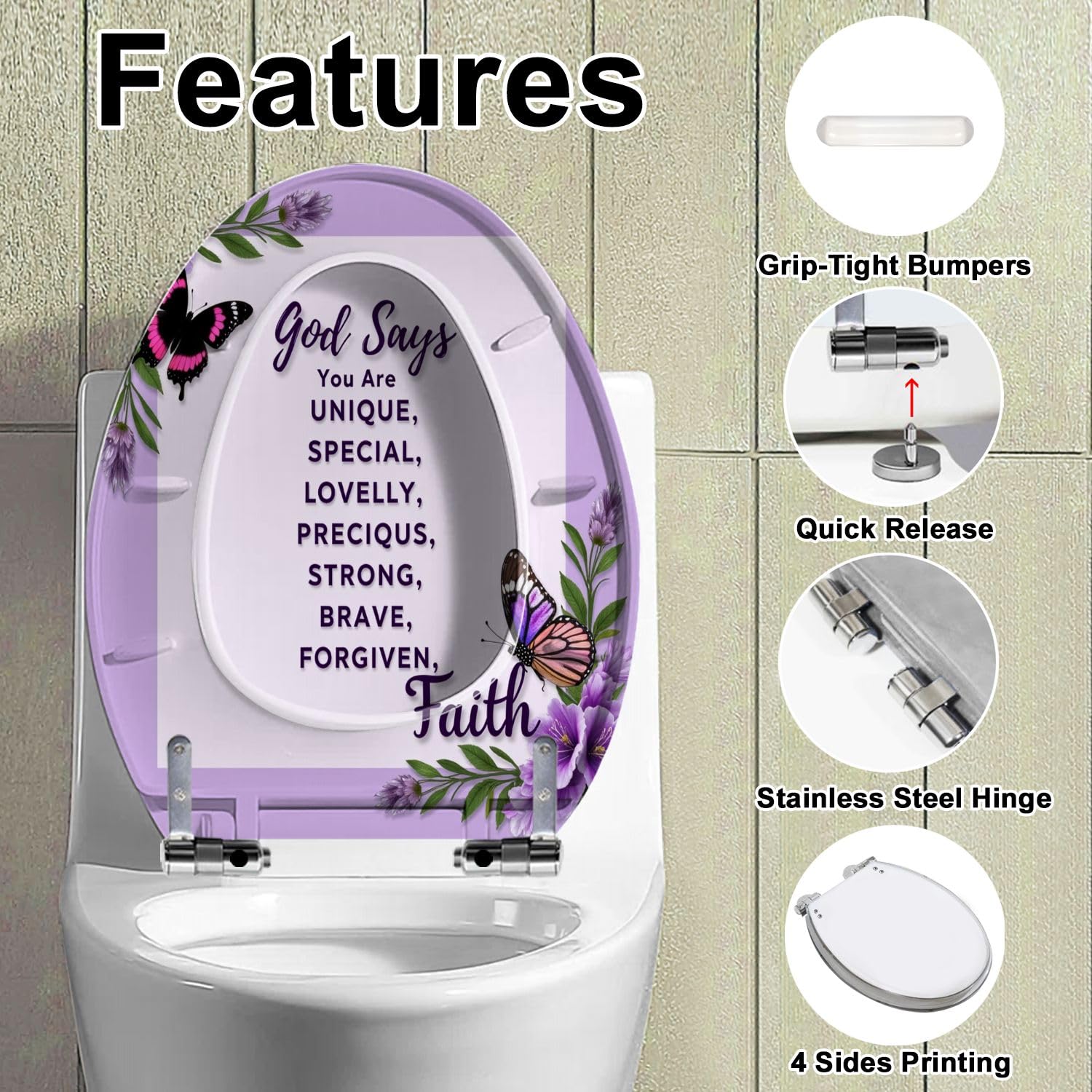 Asiento de inodoro alargado de resina para baño doméstico