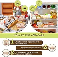 Vista 5 de Moukeren 3 rollos reutilizables de cera de abejas de 13 x 40 pulgadas, envolturas de cera de abejas para alimentos, envoltorios de papel de cera