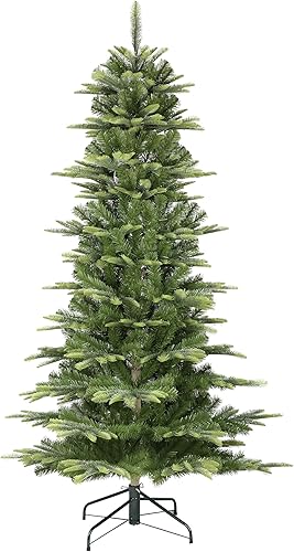 Puleo International Árbol de Navidad artificial de abeto Aspen Slim de 6.5 pies con soporte, verde, APGSL-65