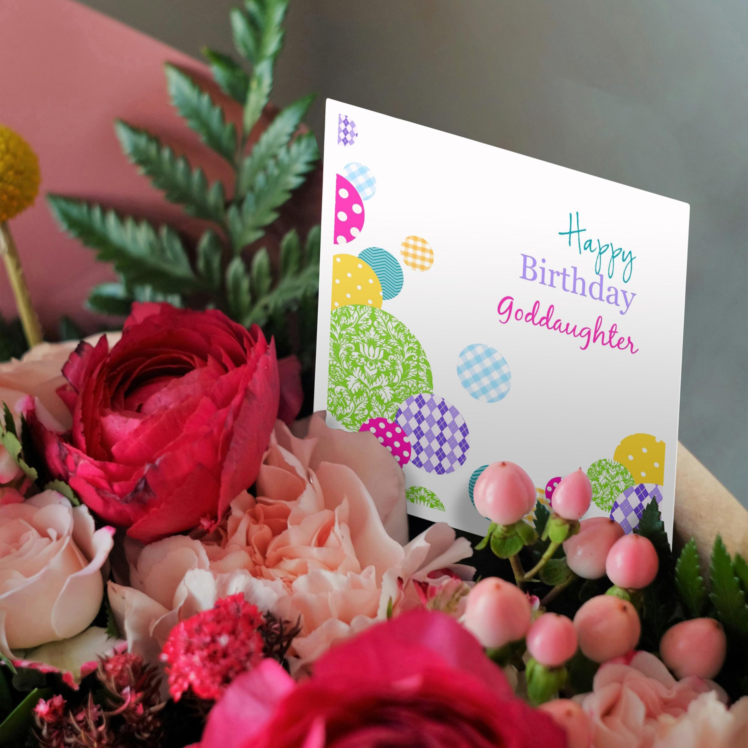 Tarjeta De Cumpleaños Personalizada Para Ahijada Diseño Con Marco De Corazón En Oro Rosa Cualquier Edad