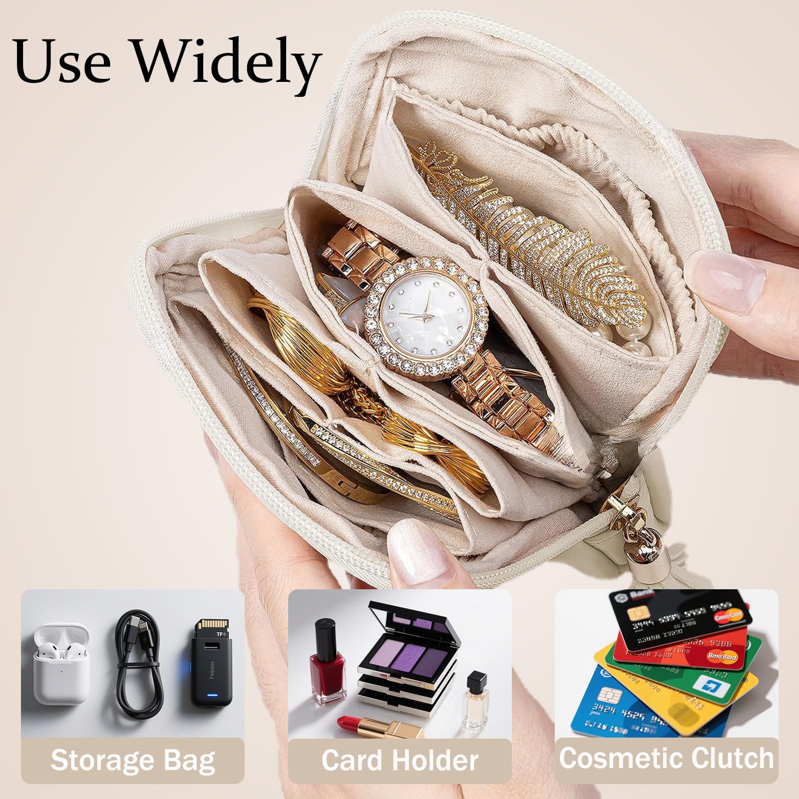 Sieraden Organizer Box Leer Draagbare Sieraden Doos Dubbellaags Oorbellen Oorbellen Ring Sieraden Doos Opbergdoos (Kleur: Wit) (Blauw b