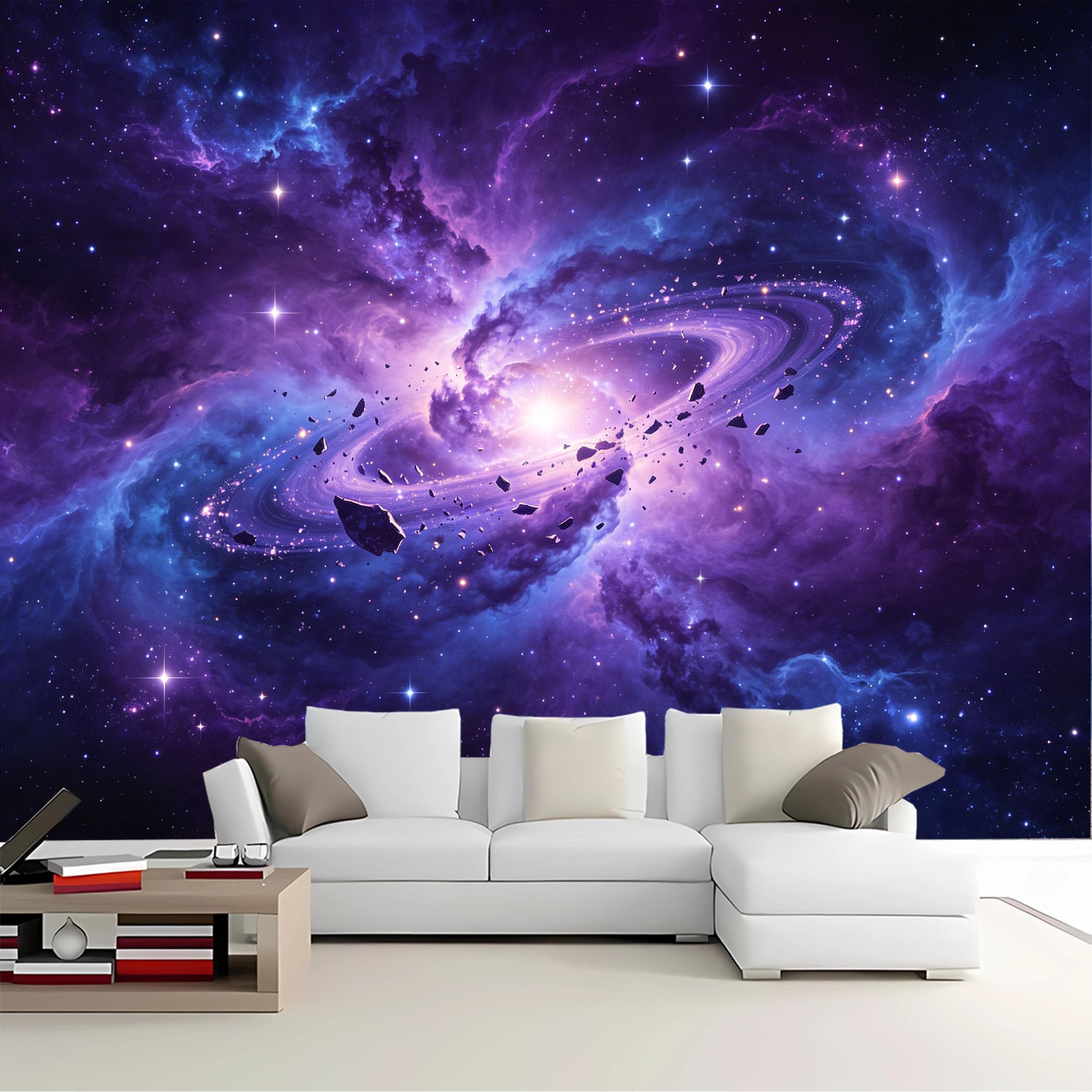 Custom Size Wall Mural Cosmic Galaxy Nebula Removable Self Adhesive Peel and Stick Wallpaper for Bedroom Living Room Dining Room