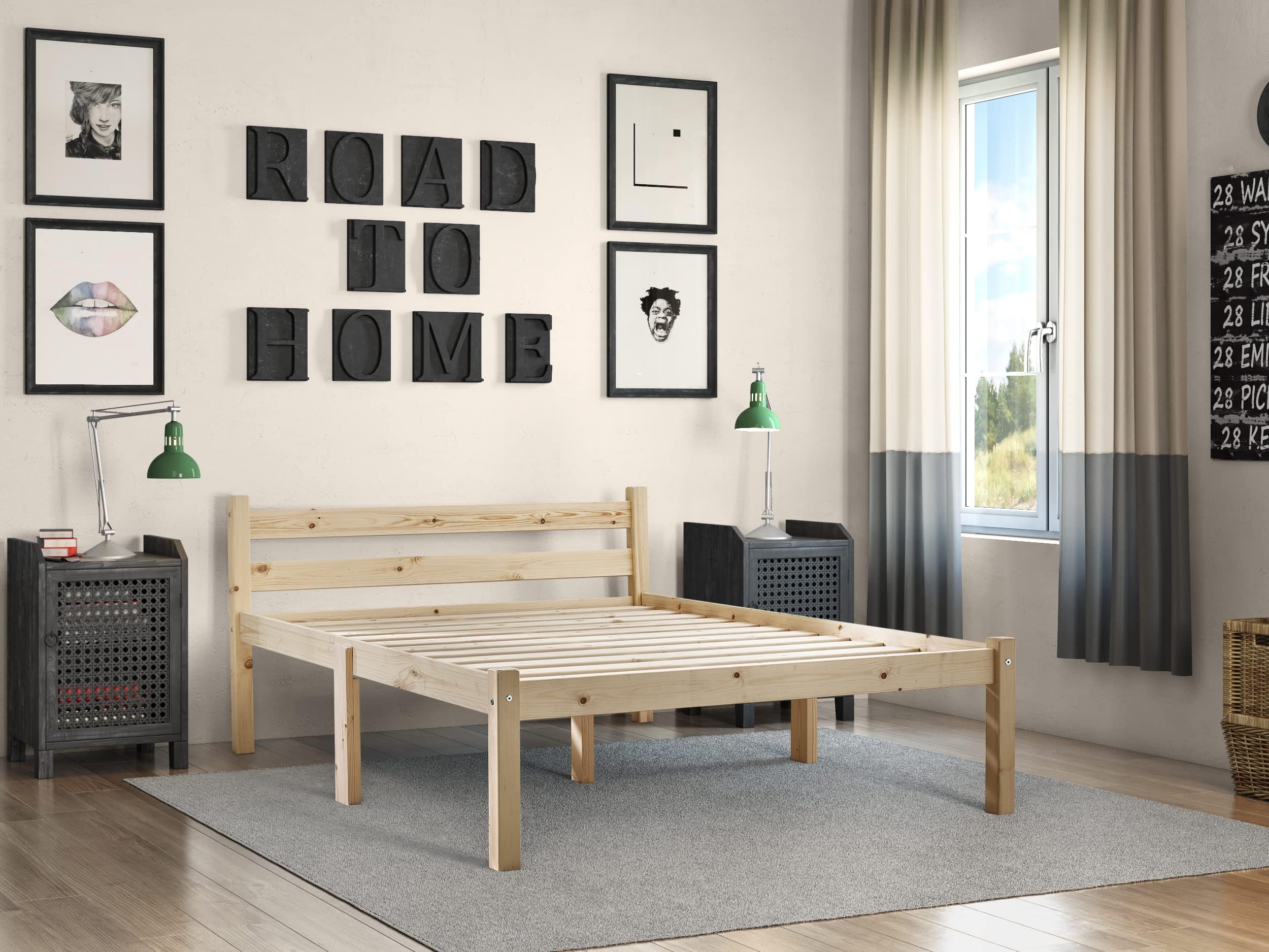 Strictly Beds and Bunks - Cleveland Pine Bed Frame including Sprung Mattress (20cm), 4ft Double