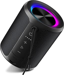 Portable Bluetooth Speaker Wireless, IPX7 Waterproof Dustproof Mini Speakers, 20W Loud Bass Stereo, 15H Playtime, BT5.3 & TWS, RGB Light, for Outdoor/Shower/Home/Party, Stocking Stuffers