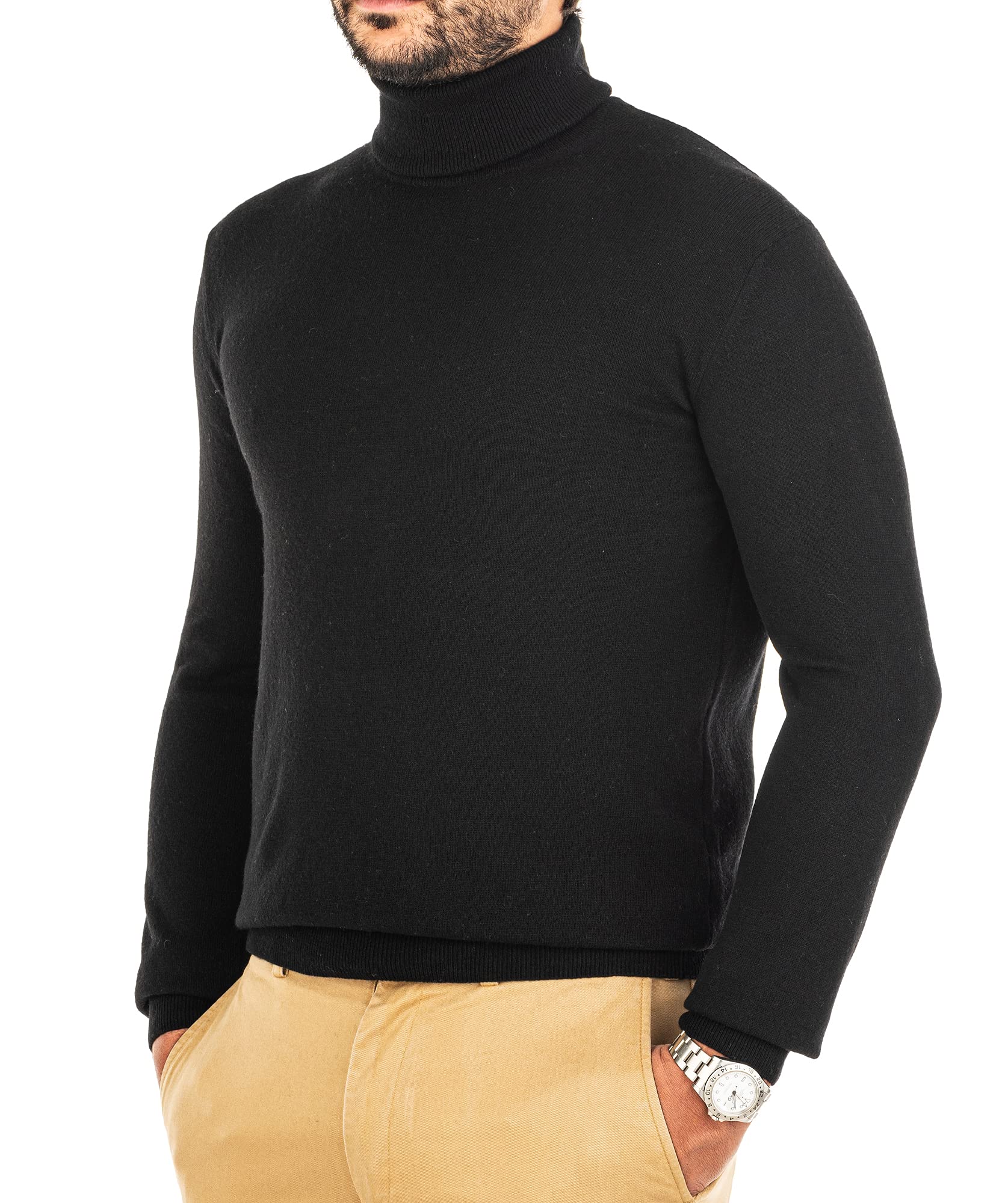 Jersey de Cuello Alto para Hombre en Viscosa Suave - Suéter Fino Tipo Cisne, Jersey Ajustado Slim Fit, Elegante y Básico para Invierno, Ideal bajo Chaqueta