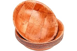 Elsjoy 8-Pack Stackable Round Wooden Salad and Mixing Bowls