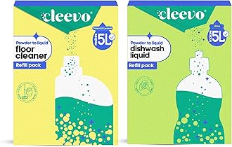 Cleevo Smart Refill Pack – Dishwash Gel (5L) + Floor Cleaner (5L) | Plant-Based Organic Dish wash for Oil Stains & Burnt Residues, Floor Cleaner for Mops, Tiles & Hard Surfaces | Pet & Child Safe