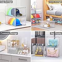 Vista 6 de Paquete de 12 organizadores de almacenamiento de zapatos transparentes con puerta magnética, cajas de zapatos de plástico apilables para tenis