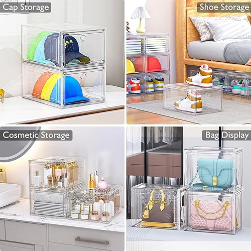 Miniatura 6 de Organizador grande de cajas de zapatos transparentes Material más grueso caja de zapatos más fuerte con puerta magnética, caja de almacenamiento