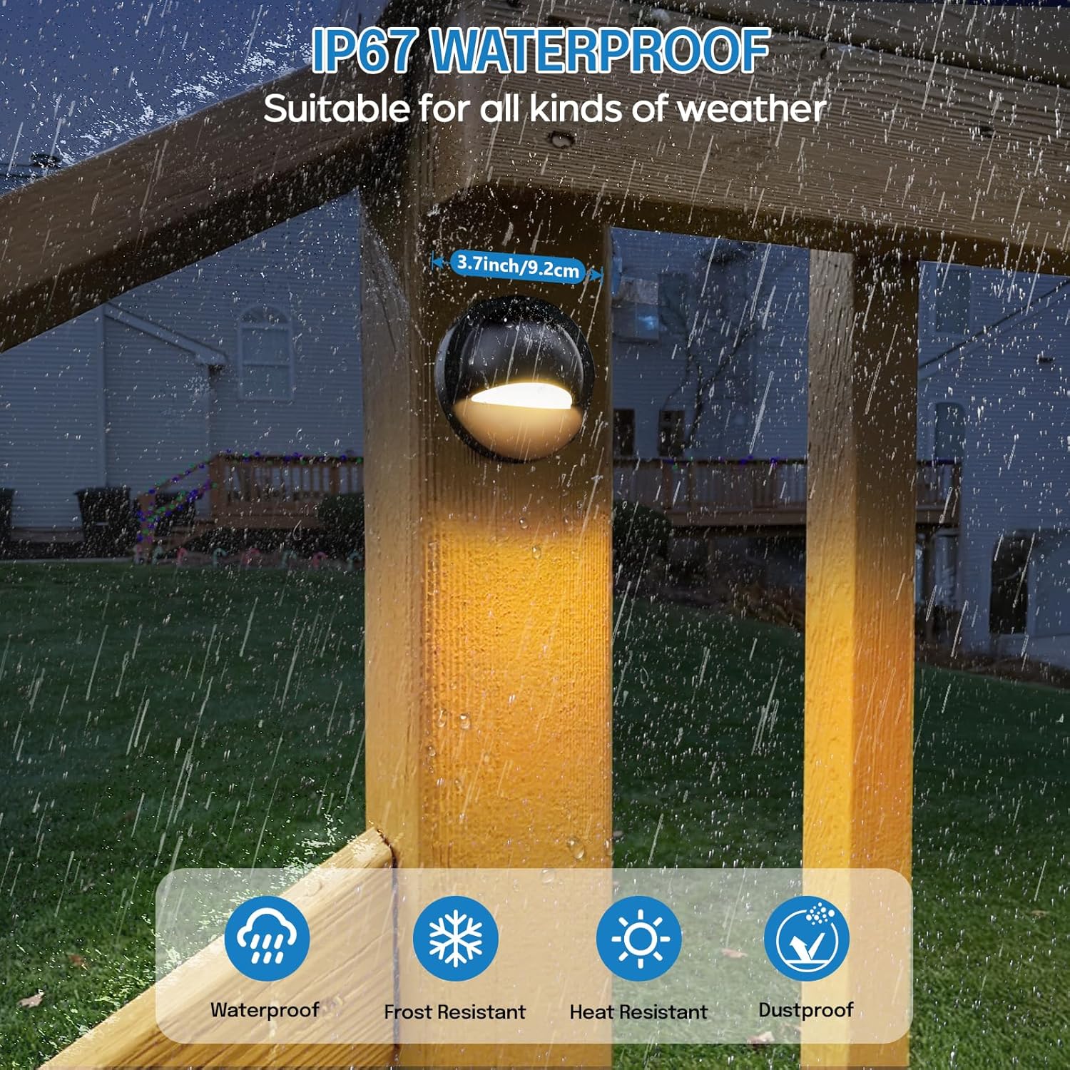 HIBOITEC Low Voltage Deck Lights Kit with Transformer Photocell Sensor and Timer IP67 Waterproof Fence Lights UL Listed Wire for Outdoor Garden Patio Landscape Lighting Walkway Steps Warm White 8Packs