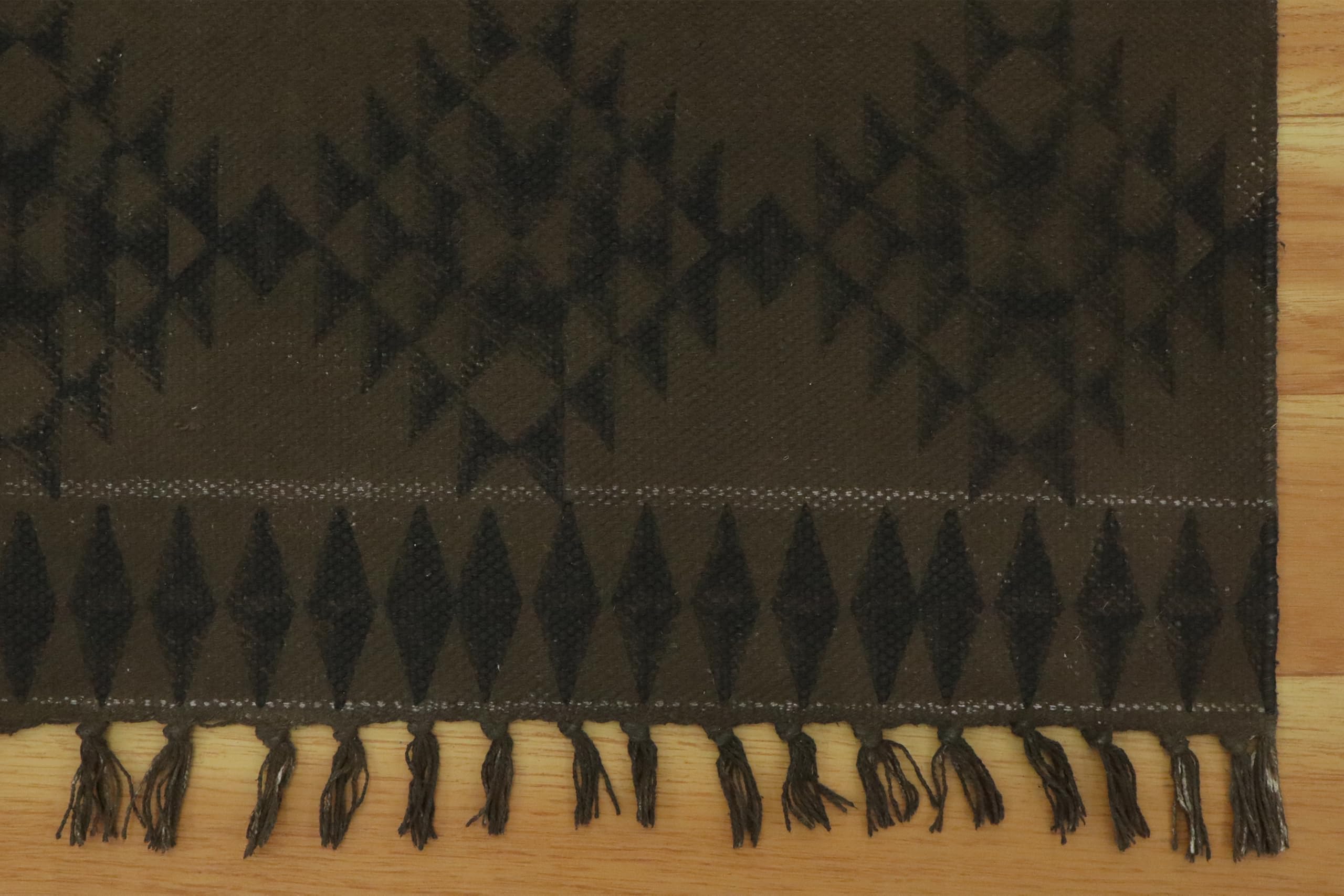 Dhurrie Kelim-Teppich, handbedruckt, Baumwolle, 3 m, quadratisch, geometrisches Design, Handwäsche, 0,5 cm dick, handgefertigt, Boho, für drinnen und draußen, Flachgewebe, für Flur, Esszimmer