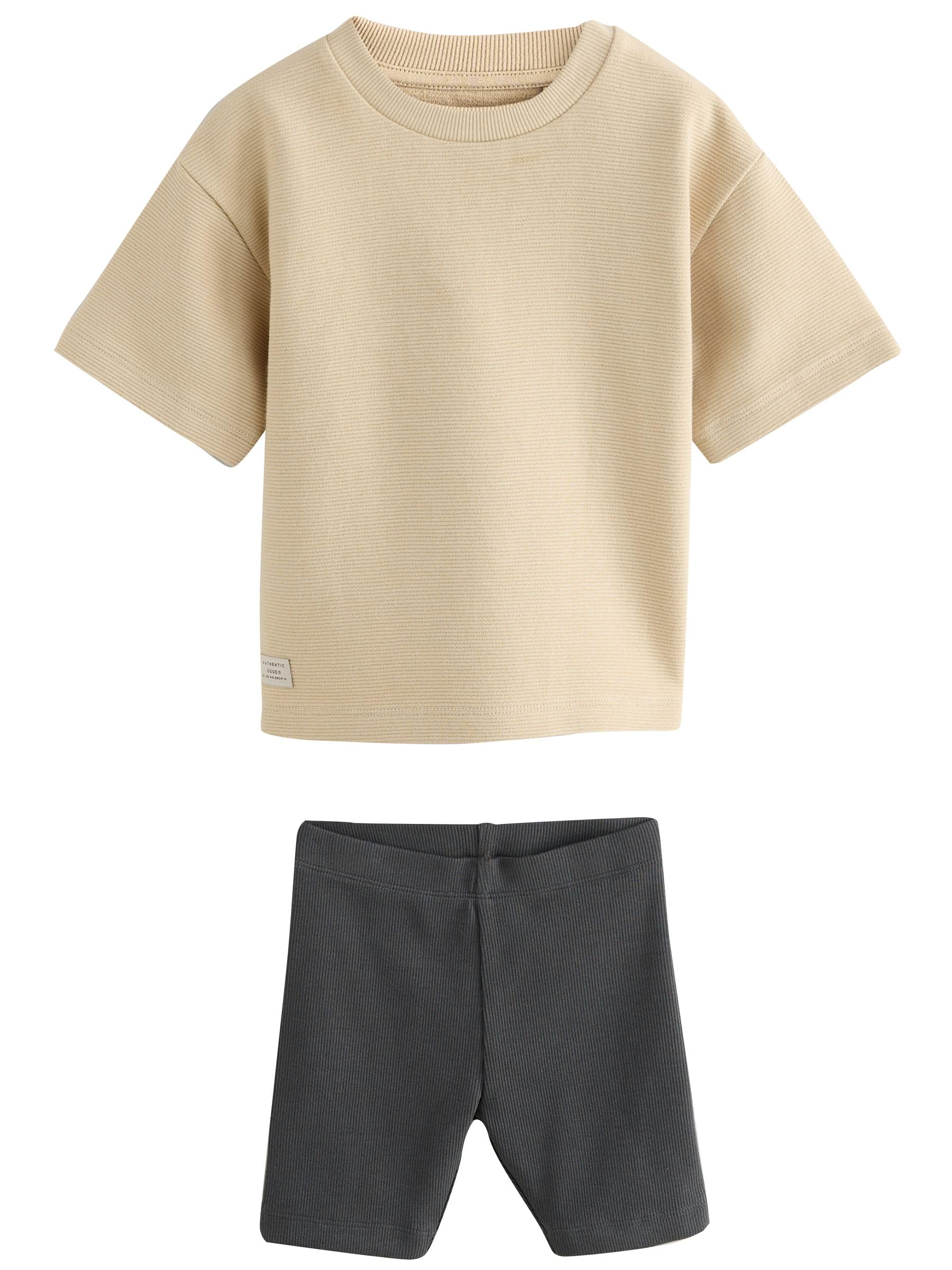 NEXT Jungen Langärmelige, strukturierte T-Shirts und Radlershorts, 3er-Pack 62-122