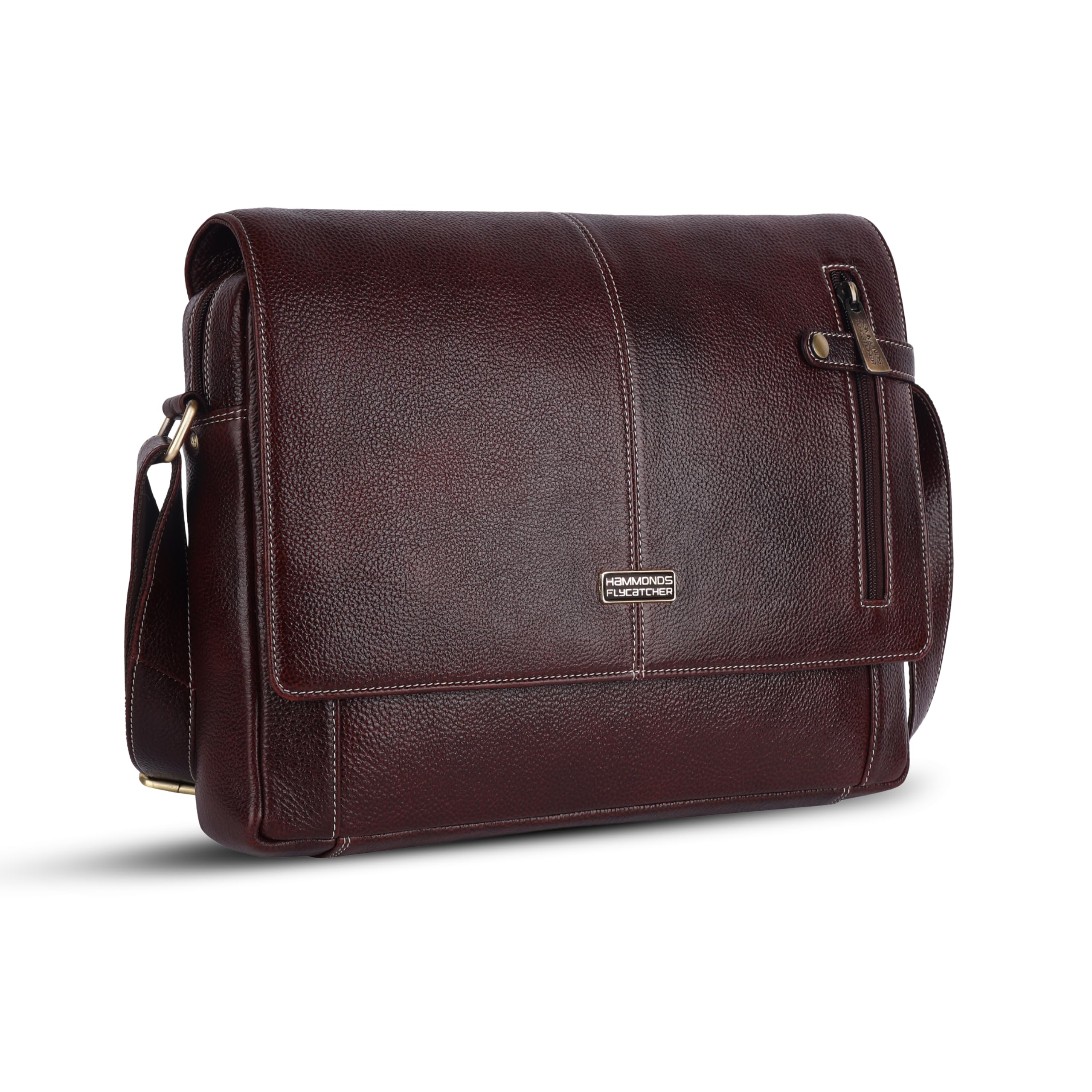 hammonds flycatcher Genuine Leather Office Bag for Men, Messenger Laptop Bag for Men, Fits 14 Inch Laptop - Water Resistant - 1 Year Warranty - Ideal for Office, Travel, Daily Use - Brown-picture-16