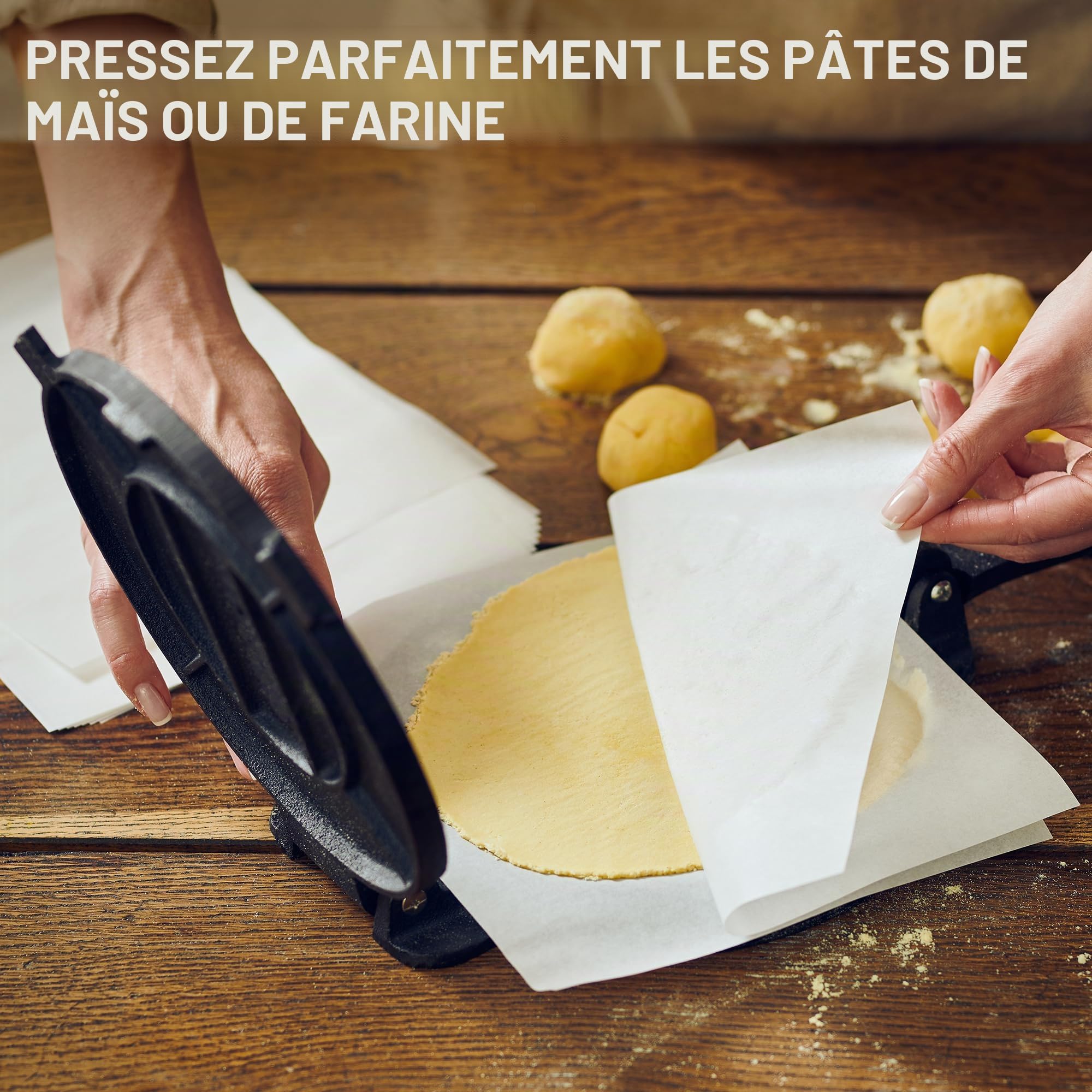 Uno Casa Presse à tortilla en fonte 20,3 cm avec chauffe-tortilla