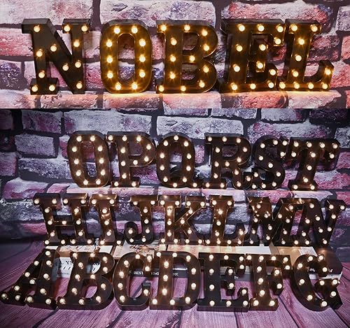 Miniatura 6 de Letras LED de marquesina del alfabeto negro, 26 letras del alfabeto iluminadas con bombilla de diamante, letras LED alimentadas por pilas para