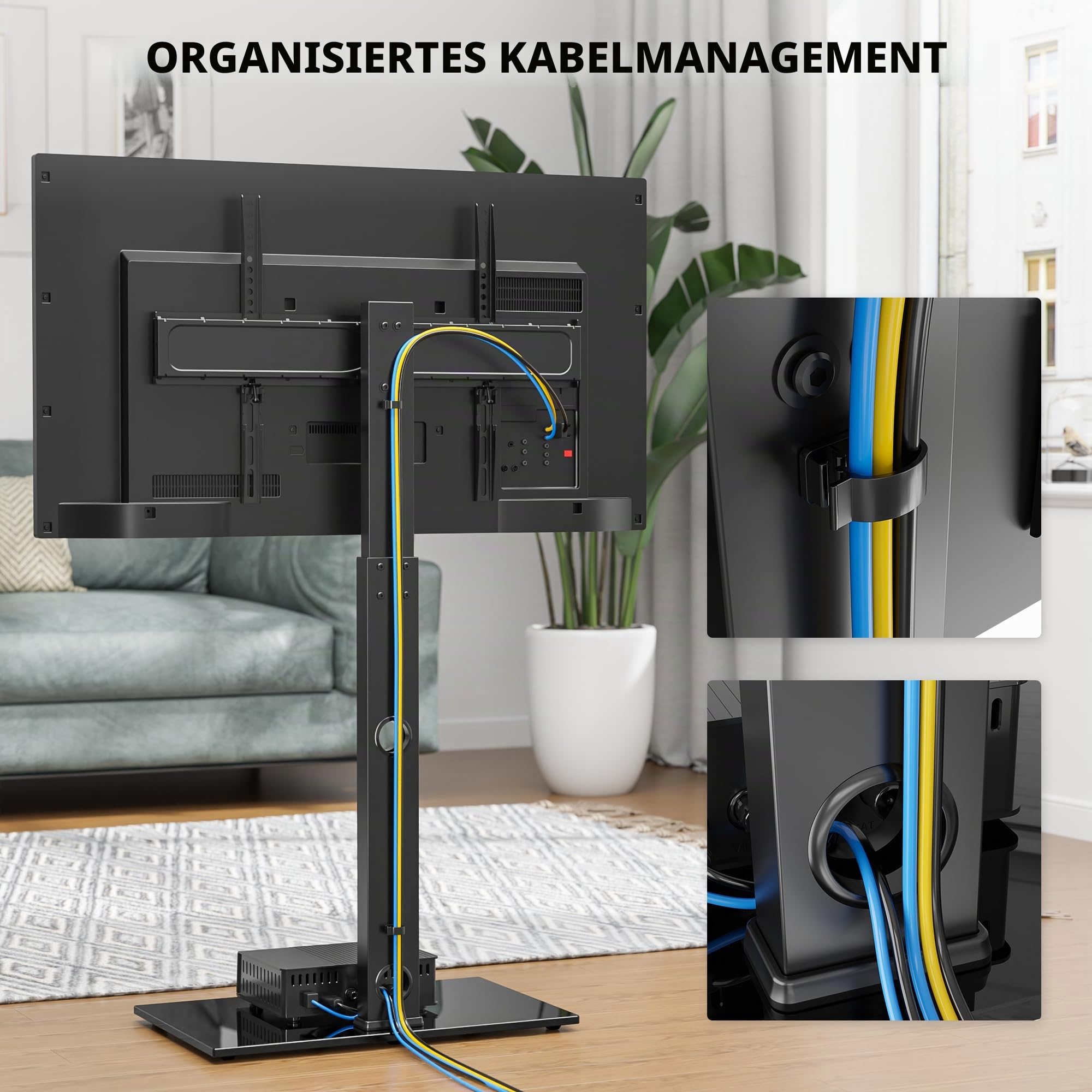 BONTEC TV Ständer Standfuß Fernsehstand für 30-70 Zoll Flach &amp; Curved Fernseher bis zu 40 kg,... Ansicht 6