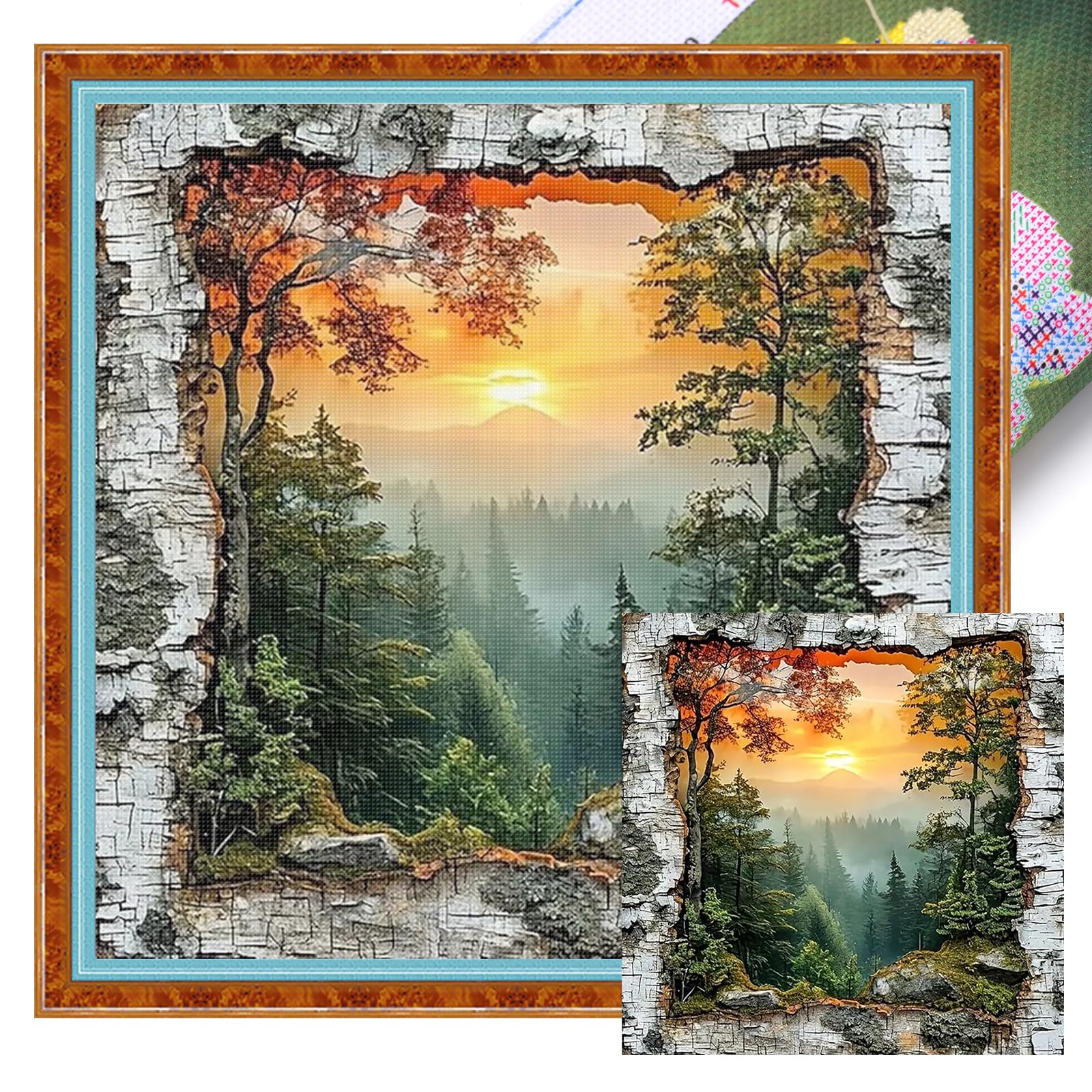 Poetrydraw Forest Full 11Ct Diy Stamped Needlework Embroidery Kit 40X40cm Embroidery Needlepoint Starter Kits For Beginners Adults Home Decor