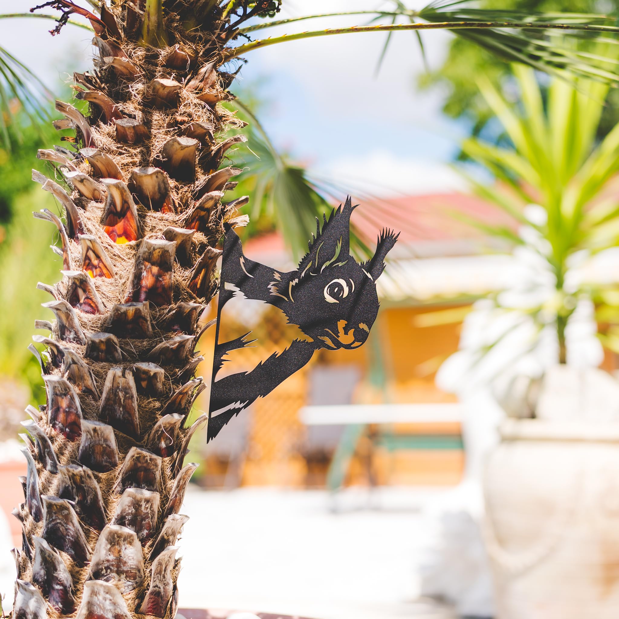 Spiedino albero, Scoiattolo in nero opaco - Decorazione da giardino per esterni in resistente acciaio. Bella decorazione da giardino, unico e durevole scoiattolo.