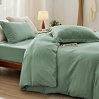 Vista 298 de Bedsure - Juego de ropa de cama de 2 piezas con 1 funda de edredón y 1 funda de almohada, extrasuave, prelavado, con cremallera, sin edredón