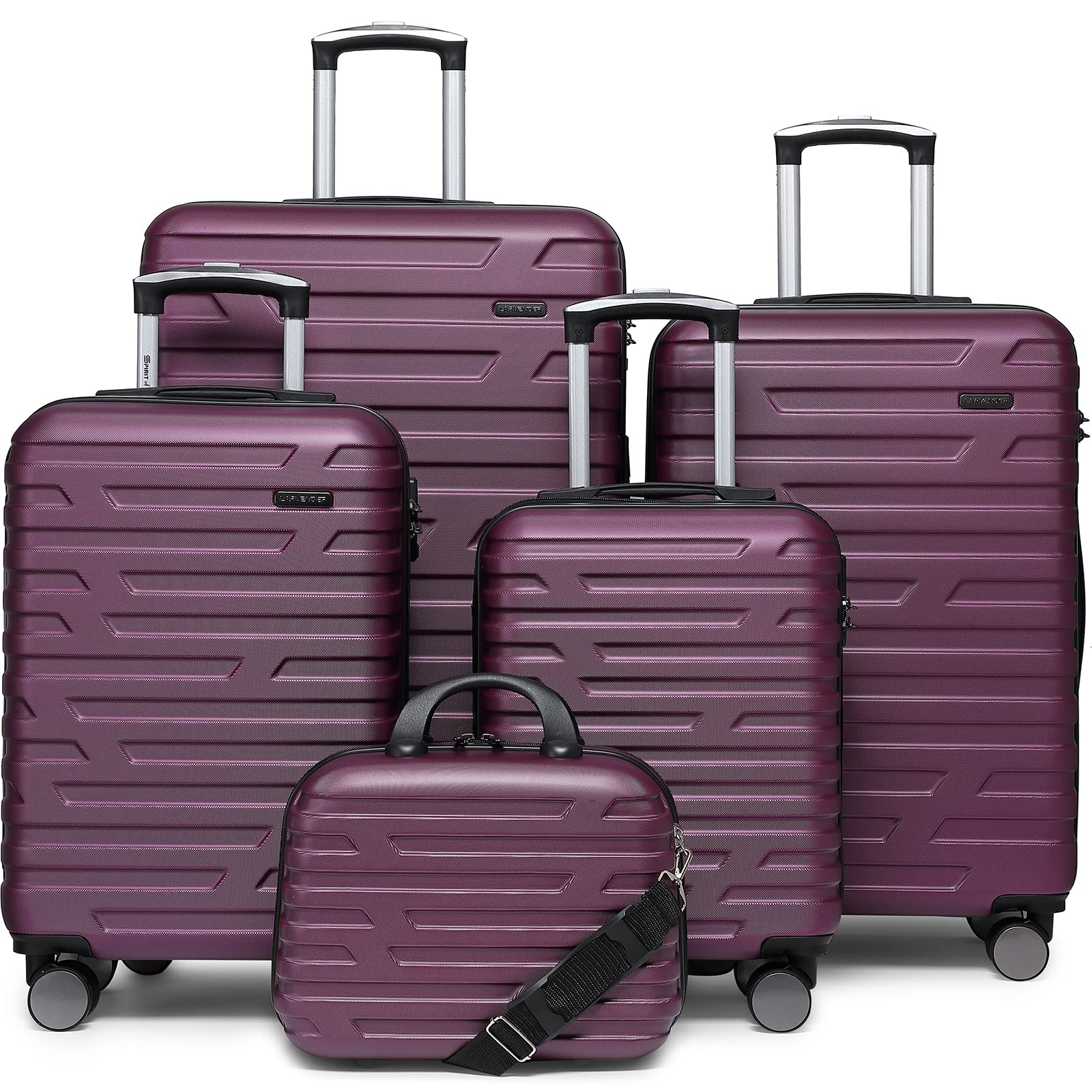 LARVENDER Luggage 5 Piece Sets, Expandable Luggage Sets Clearance, Suitcases with Spinner Wheels, Hard Shell Luggage Carry on Suitcase Set with TSA Lock Purple