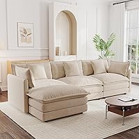 Vista 8 de mikibama - Sofá seccional modular, juego de sofá en forma de L de 111.5 pulgadas para sala de estar, sofás de 3 plazas cómodos tipo nube con otomana