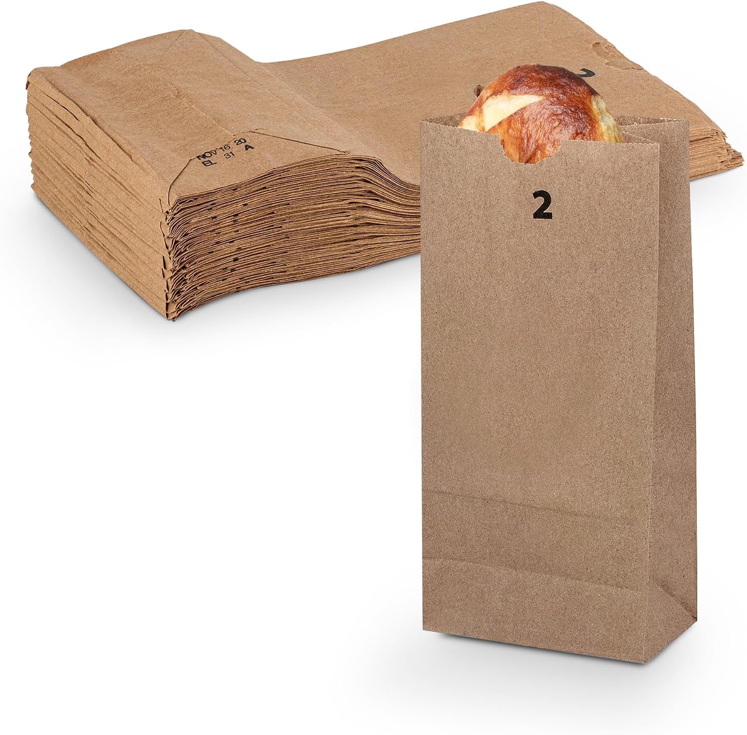MT Products Kraft Lunch Bags 2 lb. - Sturdy Disposable Paper Bags (Pack of 500) - Made in the USA