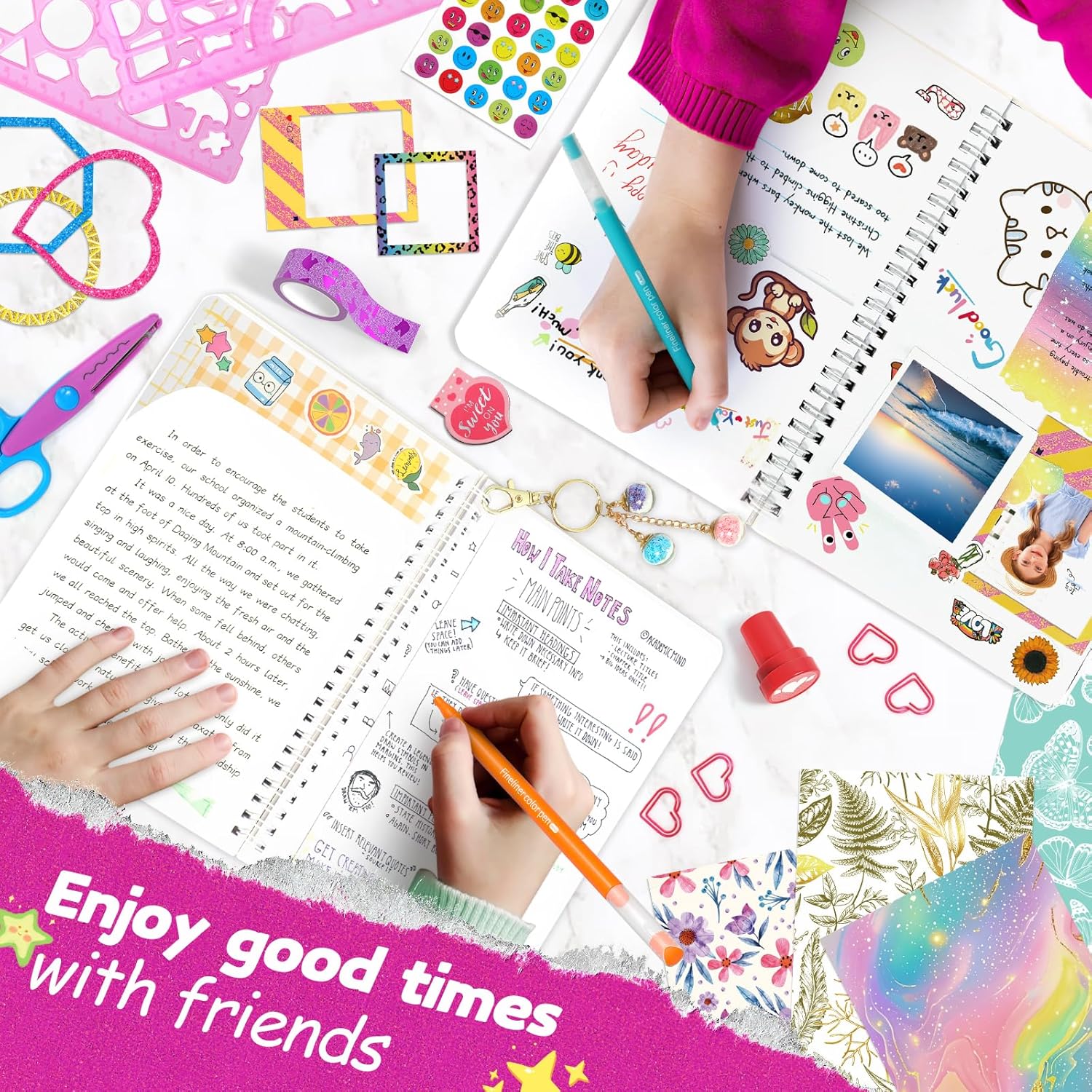 2-Pack DIY Journal Kit for Girls, Journal Set with Stickers, Birthday Gifts for Teen Girls, Decorate Your Planner/Organizer, Journaling Arts Craft Kit, Ideal Gifts for 8-12 13 14 Year Old Girl - Image 7