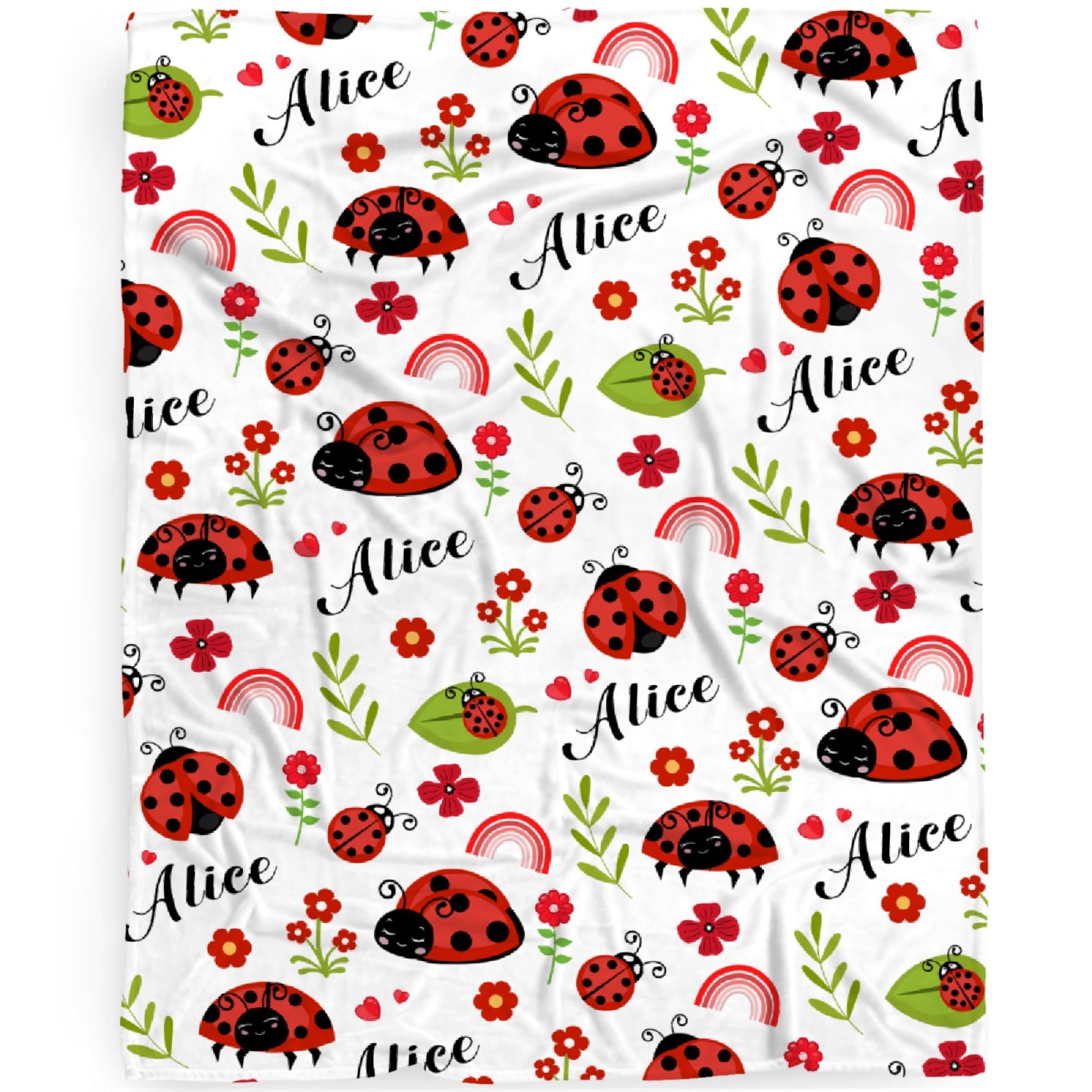 Custom Lady-Bug Baby Blanket Gifts Super Soft Personalized Lady-Bug Toddler Blanket for Boys Girls, Newborn, Infant Nursery Crib 30x40 in for Pet/Toddler