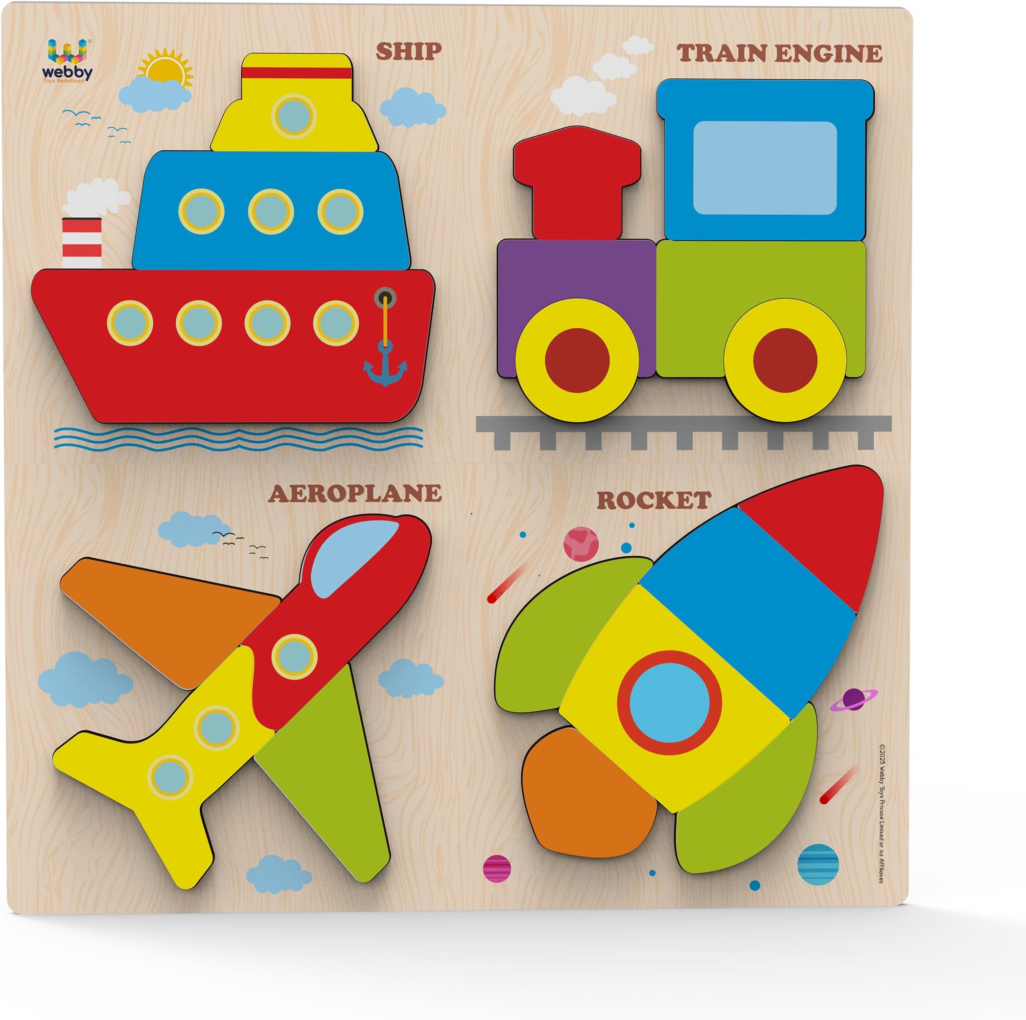 Webby Transport Wooden Puzzle for 2-4 Years Old Toddlers - Learning Puzzle Toys for Pre School and Montessori Kids