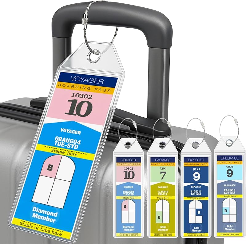 Cruise On Royal Caribbean Cruise Luggage Tag Holder (4 Pack) – Fits All Royal Caribbean Ships, Durable Travel ID Holders for 2026-2027 Cruises, Clear Waterproof Cruise Essentials