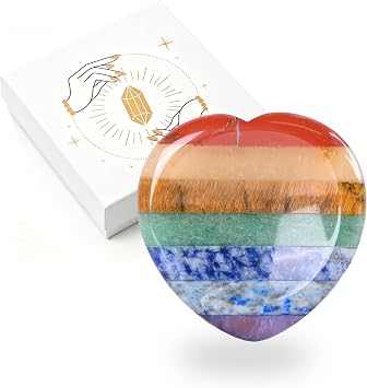 Worry Stone for Anxiety, 1PC Natural Calming Stone Heart Shaped with Indentation, Chakras Gemstone Healing Polished Palm Stone for Women Gift, Meditation