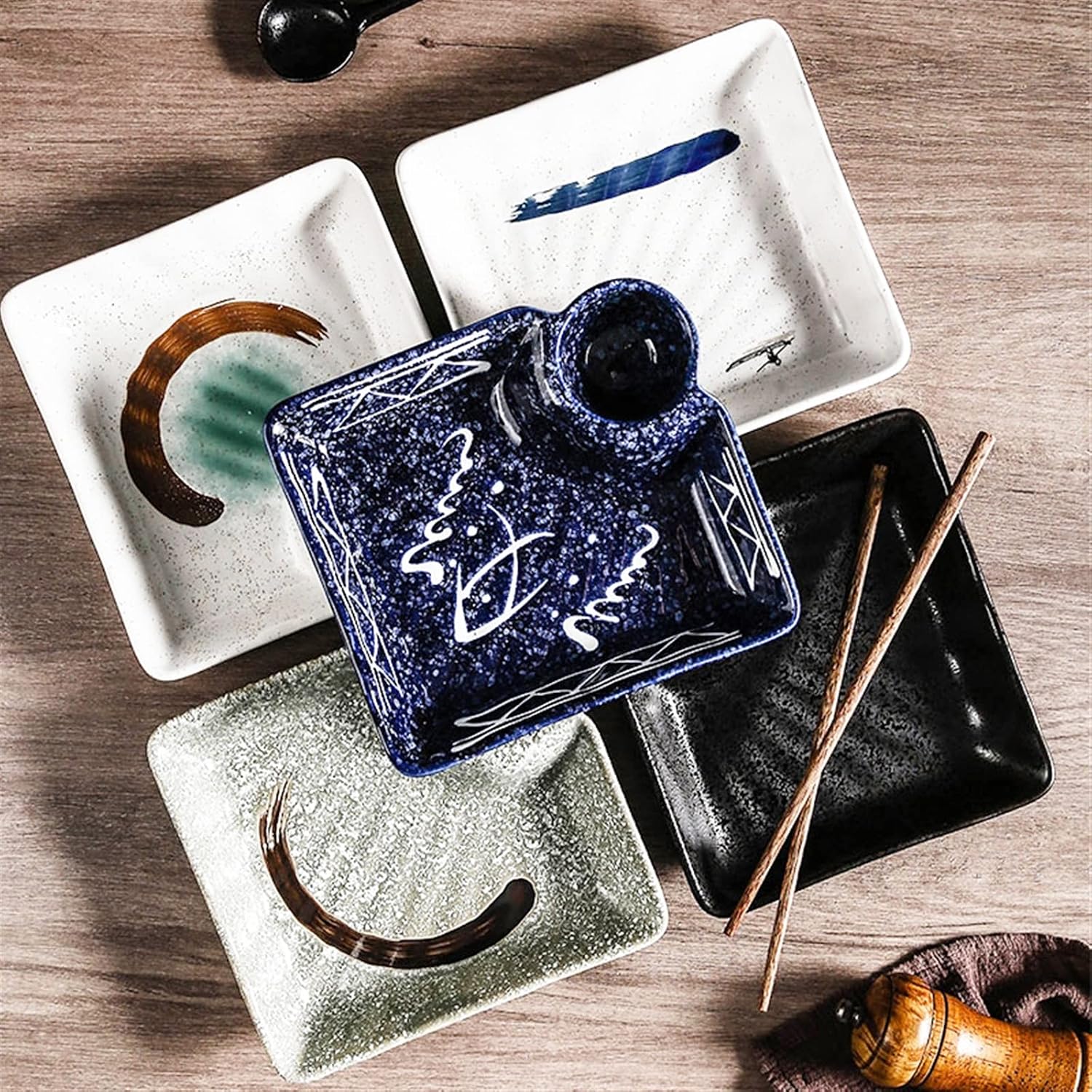 Grey Tray Creative Ceramic Plate Dumpling Plate Vinegar Plate Western Plate Sushi Plate (Color : 2) (2)