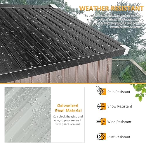 Miniatura 6 de Aoxun Cobertizo de almacenamiento de metal para exteriores, 5 x 3 pies, cobertizo de herramientas de acero con puerta y cerradura, cobertizos de