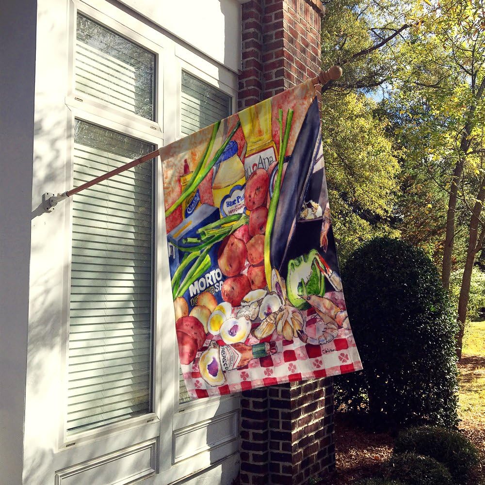 Caroline's Treasures 8825-1CHF Recipe for Gumbo and Potato Salad Flag House Flag Large Porch Sleeve Pole Decorative Outside Yard Banner Artwork Wall Hanging, Polyester, House Size, Multicolor