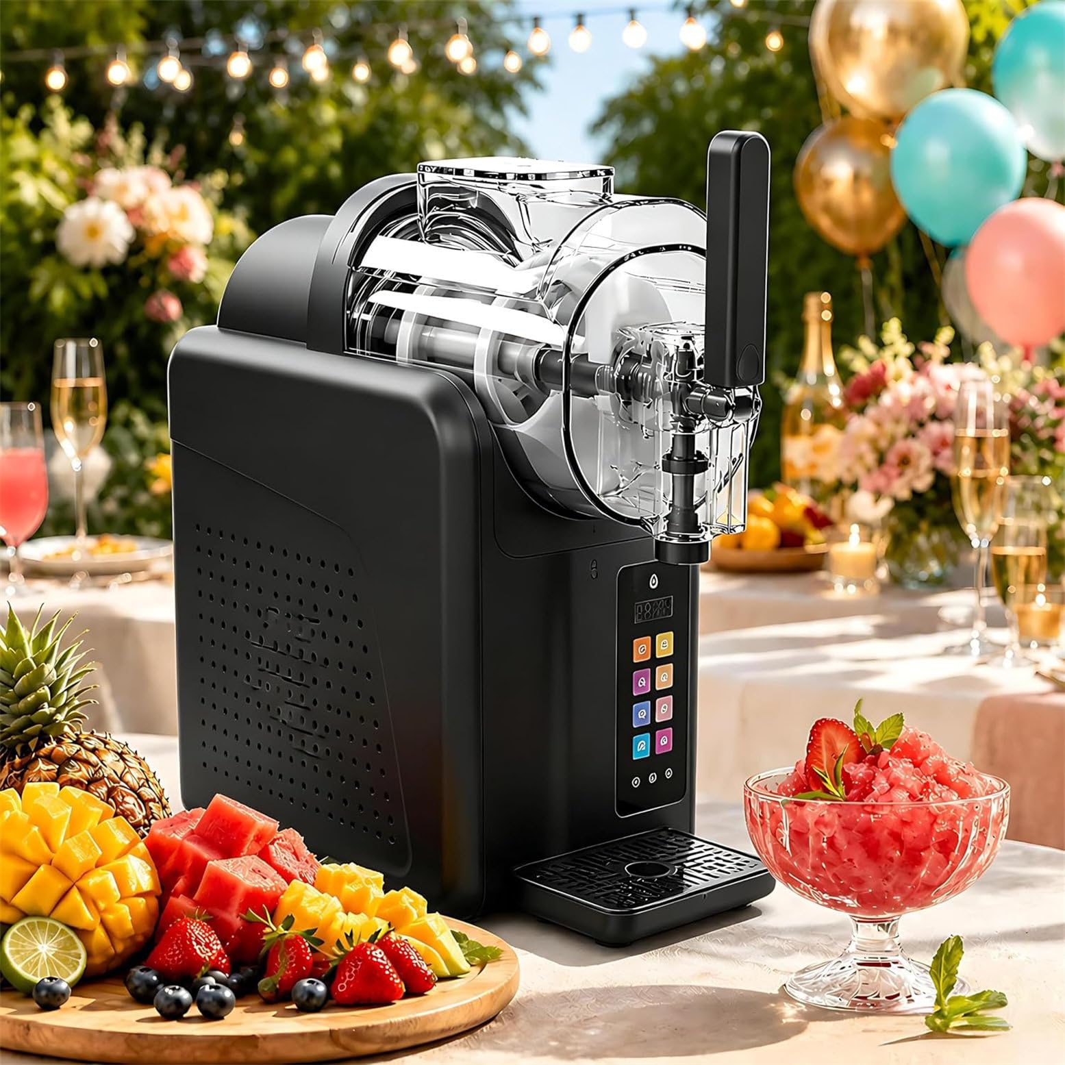 CYMYYDS 7-in-1 Slushy Maker 2L - Self-Cleaning Drink Maker with No Ice Needed, 7 Preset Programs, Perfect for Making Frozens Margaritas, Milkshakes, Smoothies, Frappes SingleBowl-Black