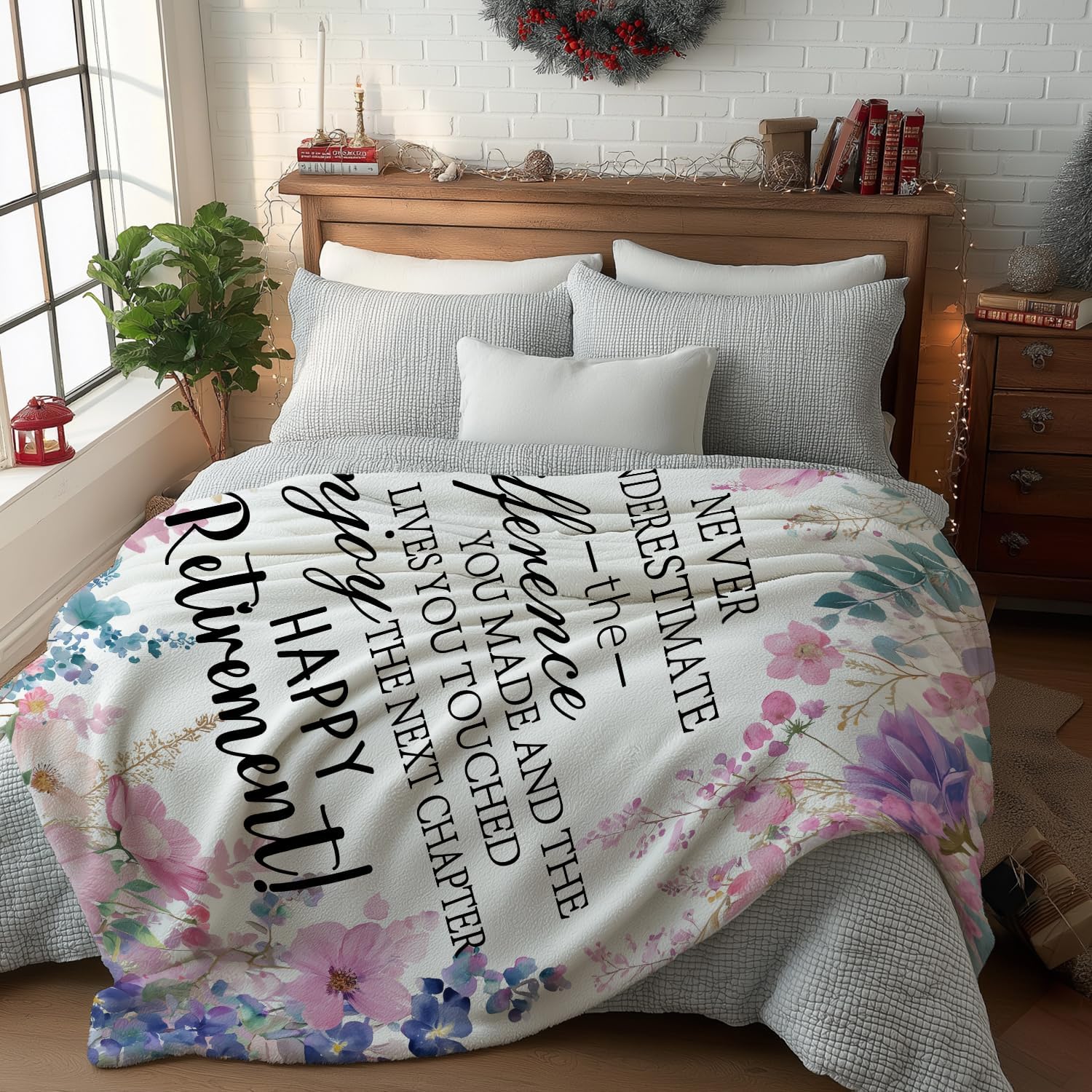 Horaldaily Retirement Flannel Blanket Throw, Purple Pink Floral Soft Fuzzy Plush Cozy Fleece Blankets for Couch Sofa Bed Lounging, Ideal Gifts for Women Mom Teacher Nurse Coworkers, 50x60 - Image 4