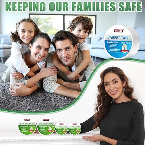 Miniatura 23 de Yyxlife - Cinta adhesiva de doble cara para alfombras, extraíble, multiusos, de agarre, para suelos de madera dura, alfombras al aire libre