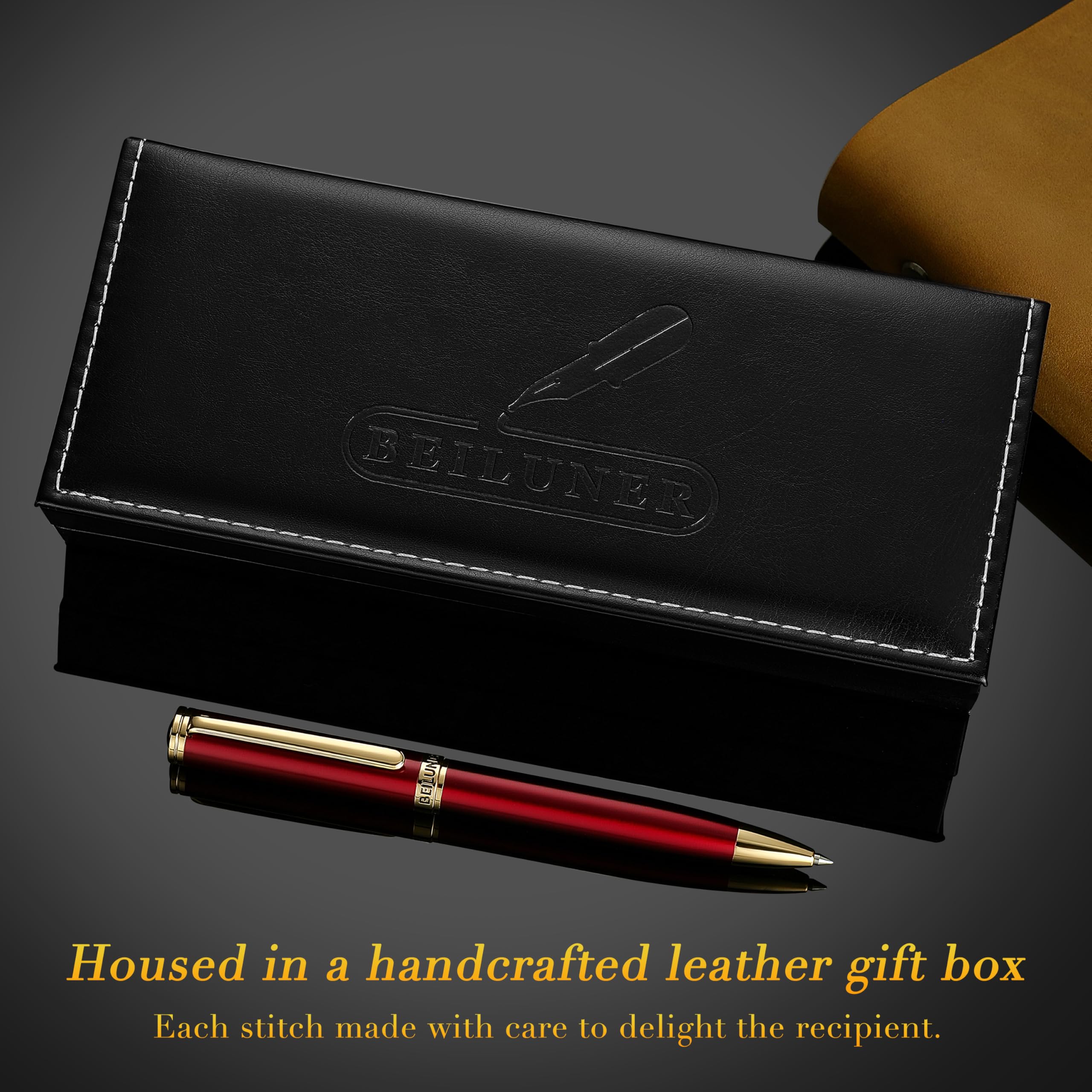 BEILUNER Red Lacquer Gel Pen With 24K Gold Finish Retractable Pens Gift Pen Set Professional Elegant Writing Executive — view 5