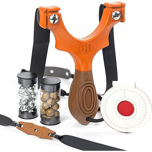 Scout XT Slingshot with Target, Clay Ammo and Bands for Professional Hunting and Powerful Target Shooting Sling Shot