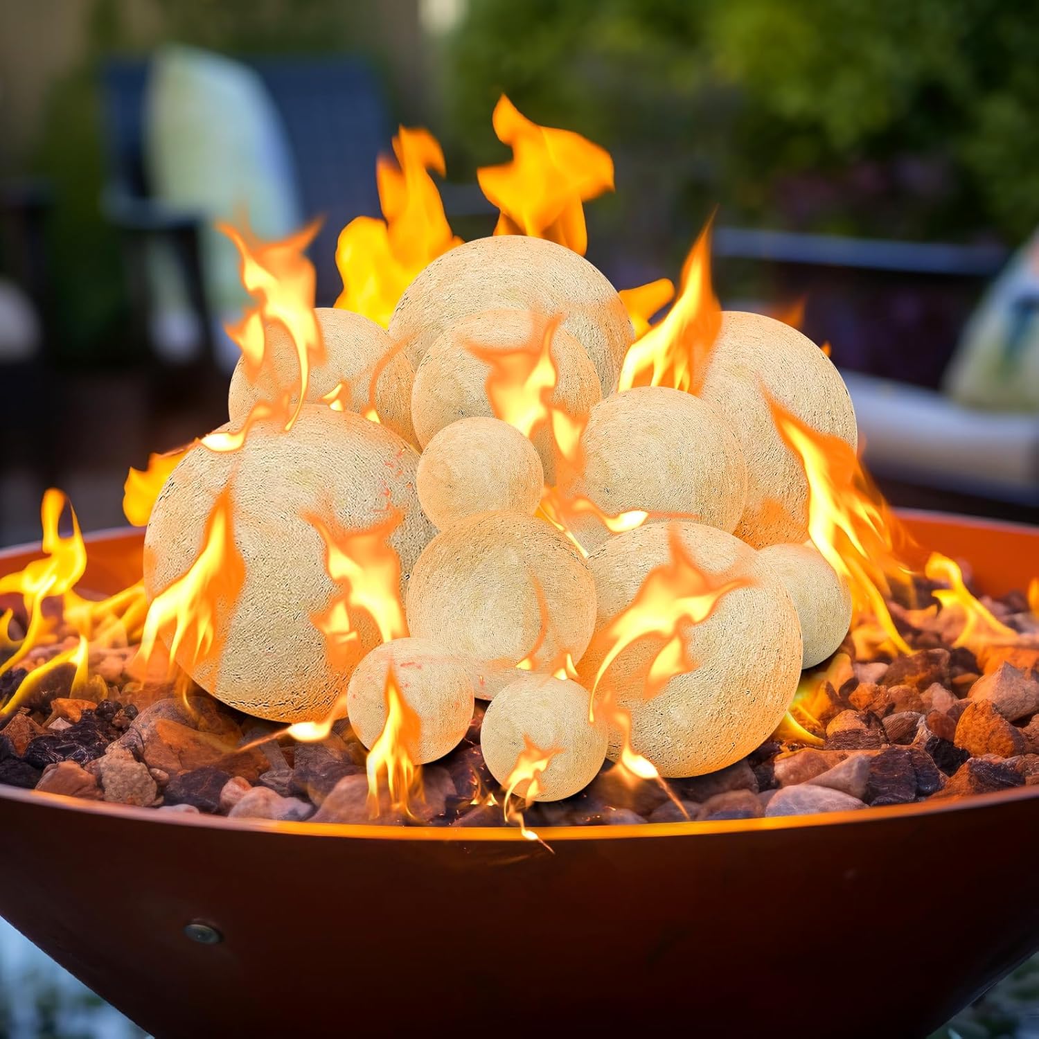 Sasylvia 12 Pack Ceramic Fire Balls Fire Pit Balls, Mixed