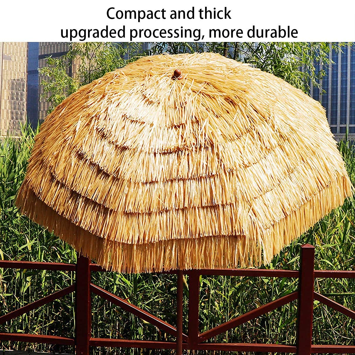 HLTYGWX Parasol tarasowy 2,25 m / 7,4 stopy, parasol stołowy na zewnątrz, mały parasol z korbą i przyciskiem odchylania, 8 żeberek, niebieski, zielony, beżowy