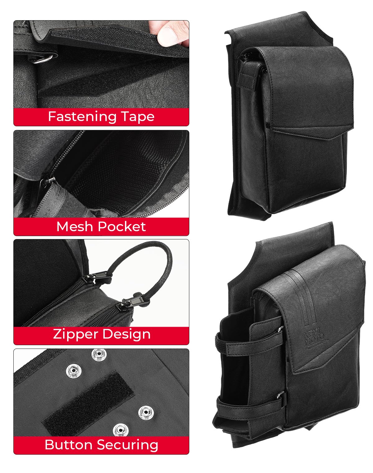 KEMIMOTO Borsa laterale di protezione, organizer con portabottiglie in ecopelle, compatibile con modelli Touring Road King Electra Glide Road Glide Sinistra, Destra