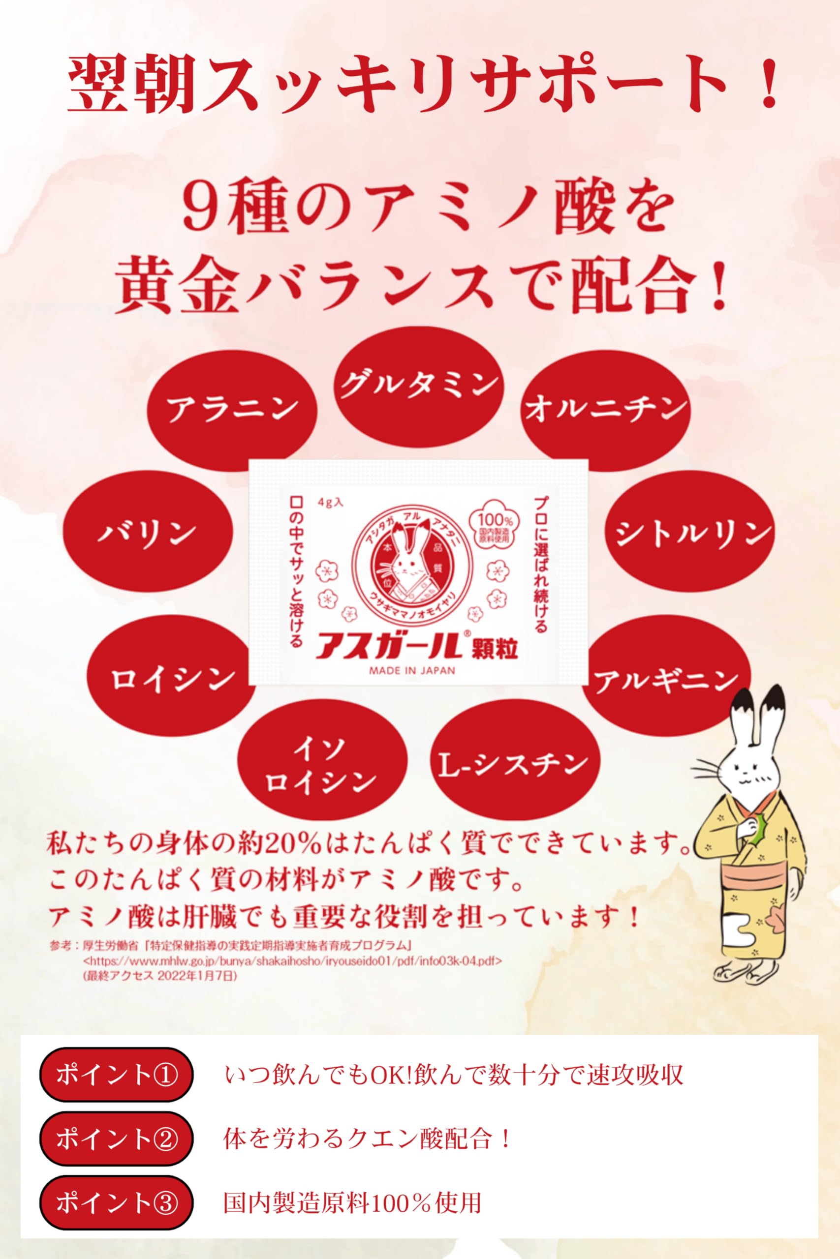 アスガール オルニチン サプリメント ライム味 9種アミノ酸配合