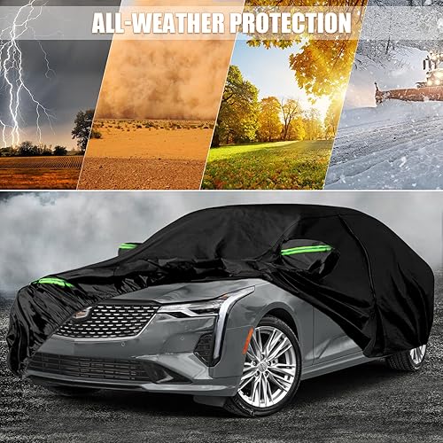 Miniatura 5 de Fundas impermeables para automóvil de repuesto para Cadillac CT4 2019-2023, 6 capas para todo tipo de clima, con puerta con cremallera y bandas