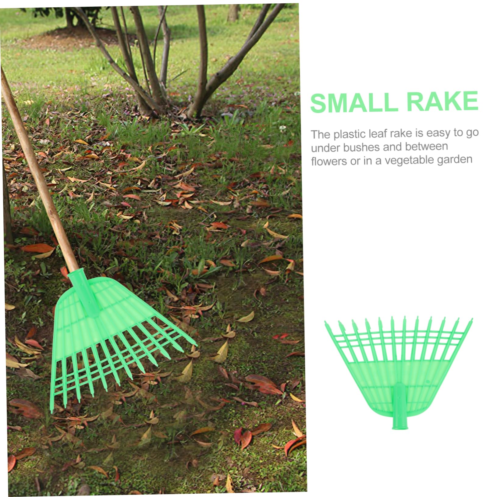 Rastrillo de Jardín de Plástico Verde para Jardinería y Césped | Ligero y Multifunción, entre Flores y Recogida de Basura, Uso Exterior en Camping