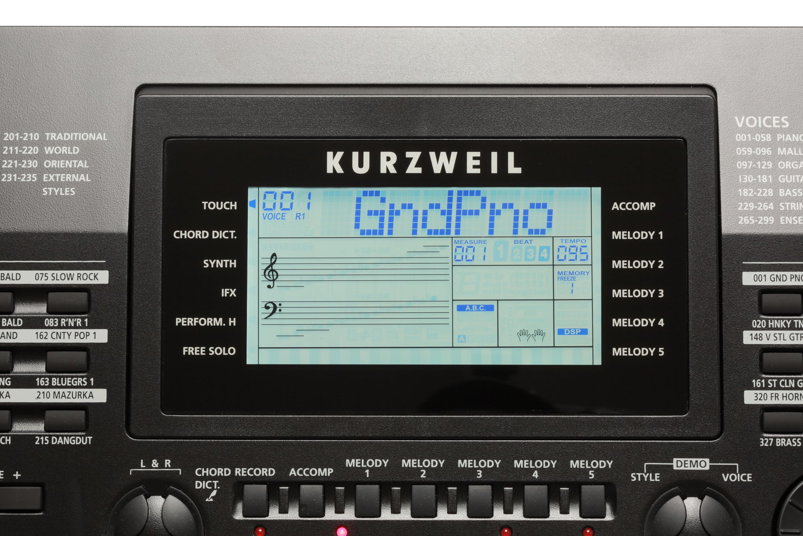 Kurzweil KP200, Arranger Keyboard, 61 leichtgewichtete Tasten mit Anschlagdynamik