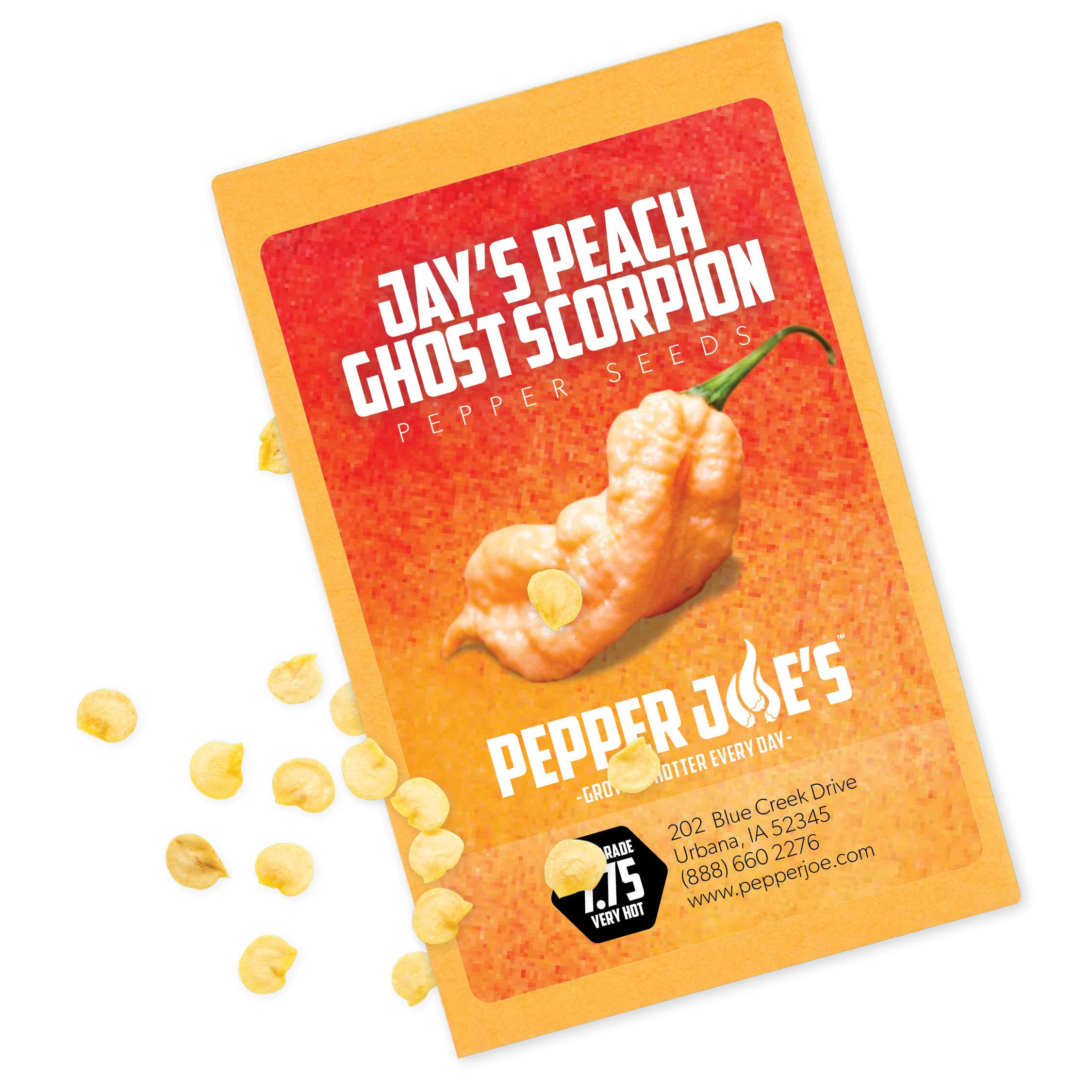 Pepper Joe’s Jay’s Peach Ghost Scorpion Pepper Seeds ­­­­­– Pack of 10+ Rare Superhot Chili Pepper Seeds – USA Grown ­– Premium Non-GMO Pepper Seeds for Planting in Your Garden
