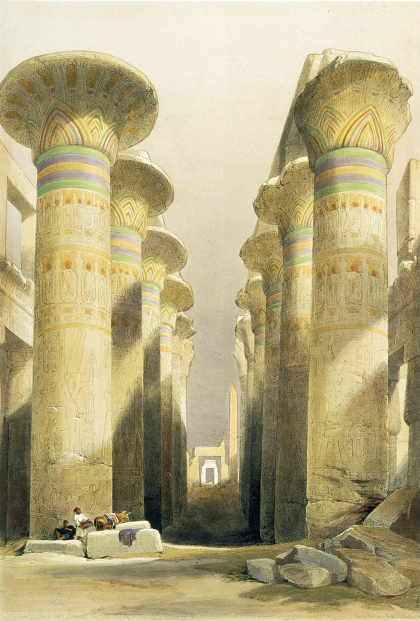 SERENDIPITP Abstract Painting Mural Print Picture Wall Decor Painting Central Avenue of the Great Hall of Columns Karnak by David Roberts Vintage Wall Artwork for Home Decor 60x90cm