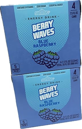 Summit Berry Waves Energy Drink Blue Raspberry contains 9 Vitamns. suga Free EssentialEnergy