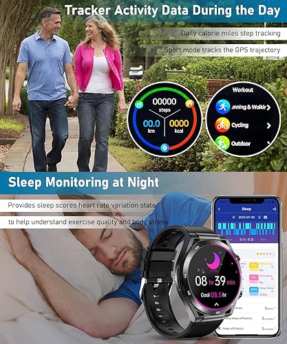 Miniatura 3 de NEKOPA Relojes inteligentes para hombres y mujeres con llamada Bluetooth para iPhone Android, reloj inteligente de 1.4 pulgadas con esfera de